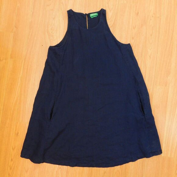 United Color of Benetton Dress Medium Linen Sundress Sleeveless Coastal A-Line - Picture 2 of 12
